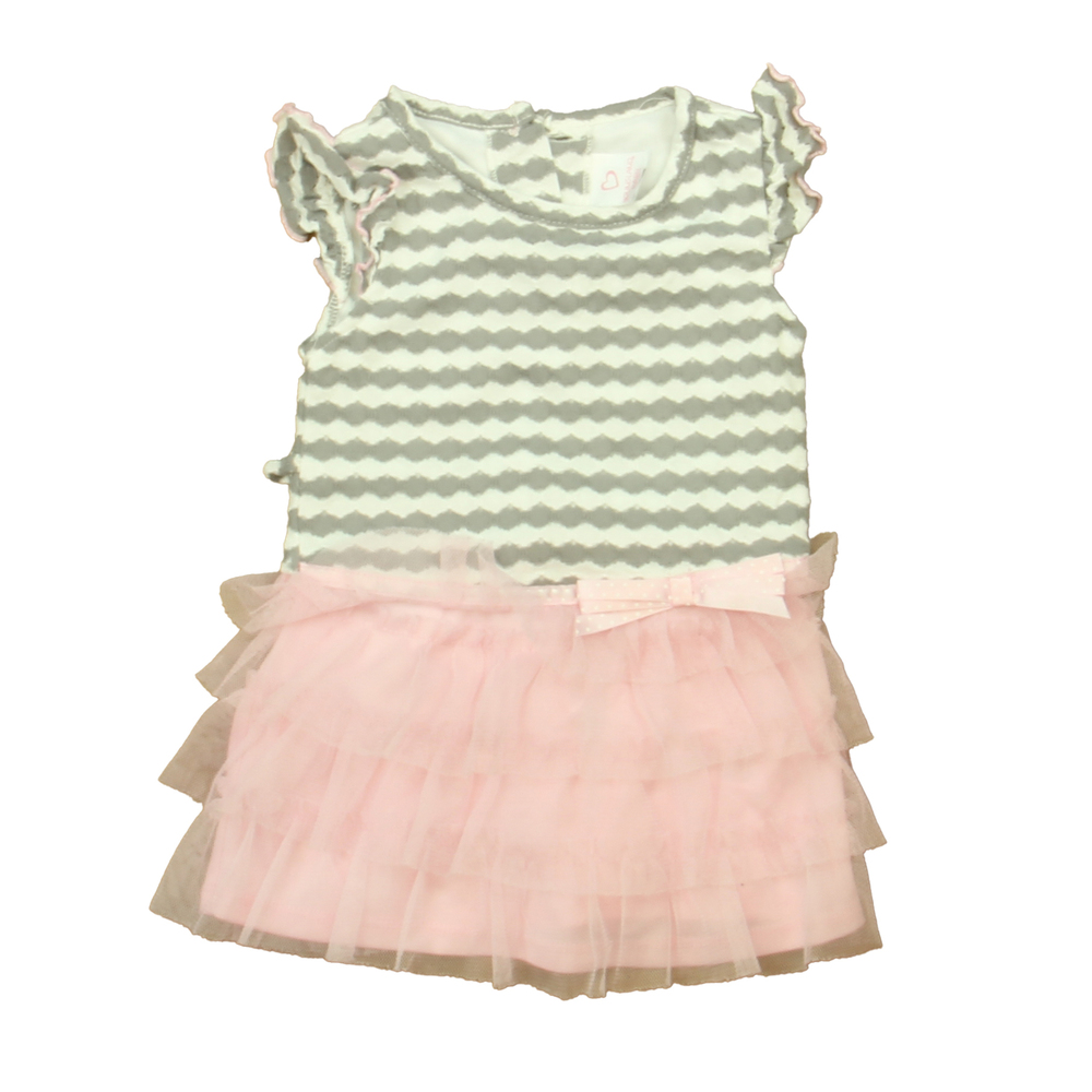 Youngland Girls Gray | White | Pink Dress size: 18 Months